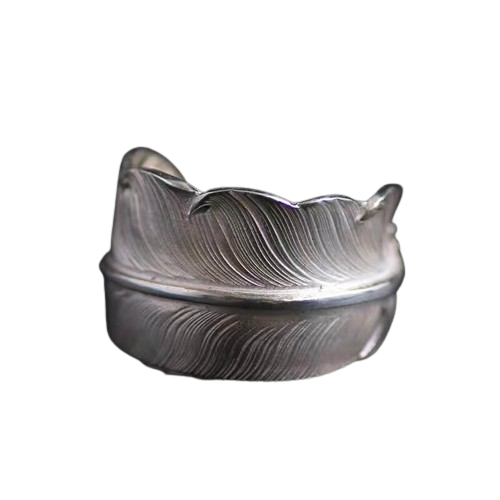 Larry Smith Eagle Head Feather Ring