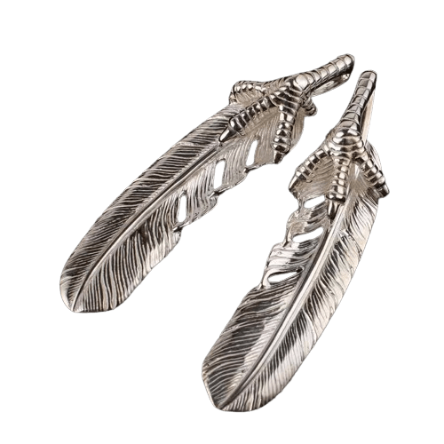 Tady King Silver Claw Feather Pendant