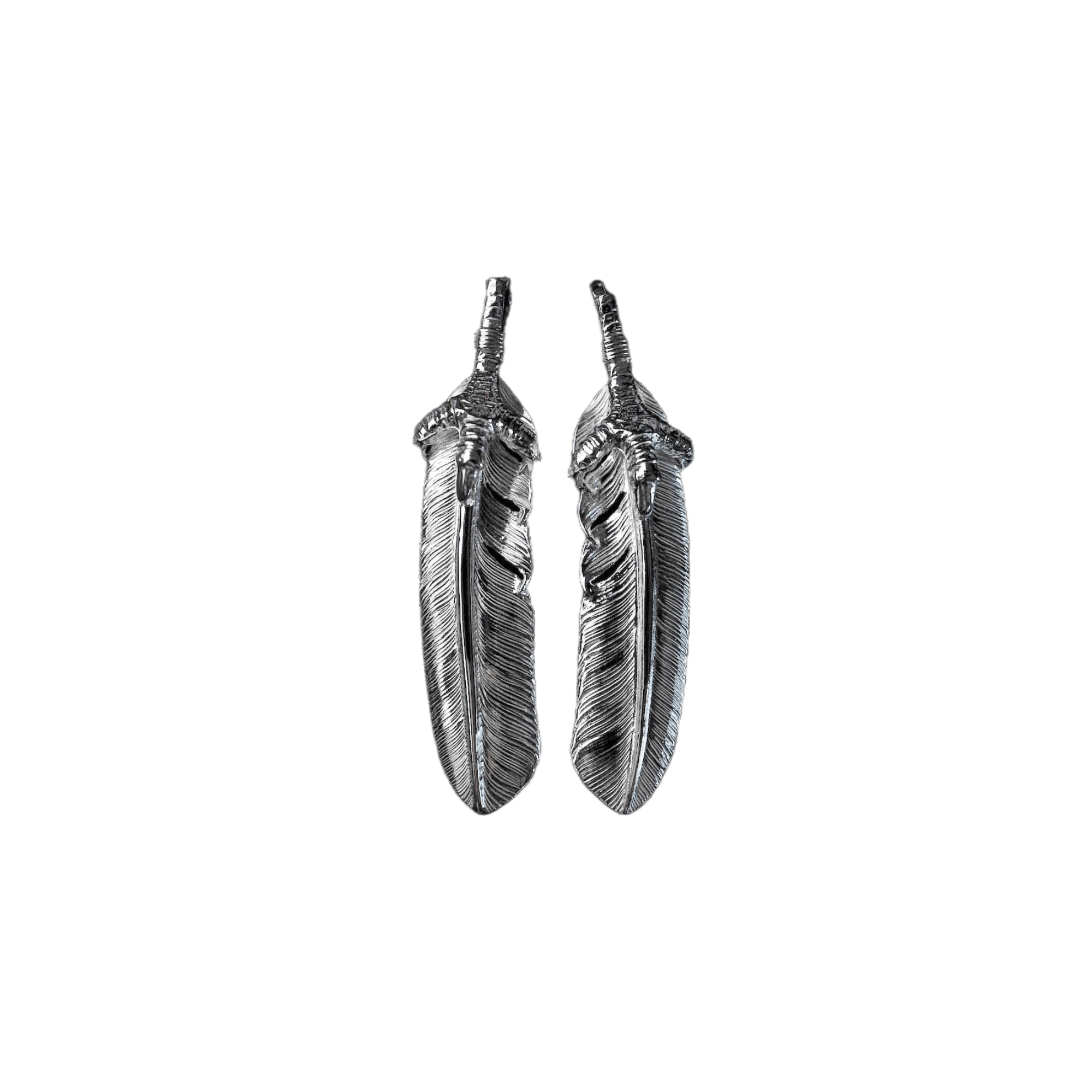 First Arrow's Large Eagle Claw Feather Silver Pendant