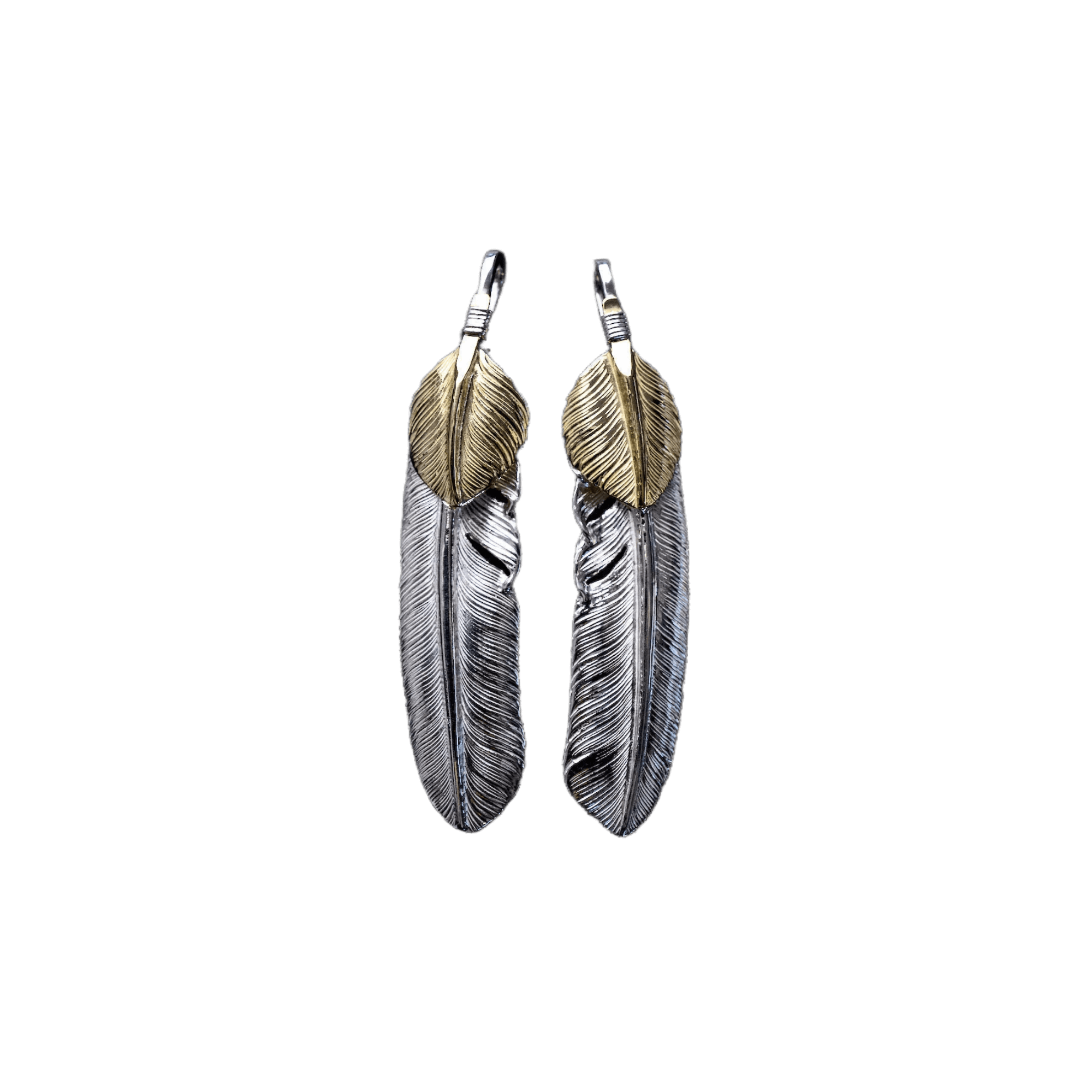 First Arrow's Large Feather With 18K Gold "Heart Feather" Pendant