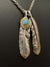 Goros Gold Top Gold Rope Turquoise Double Feathers Setup