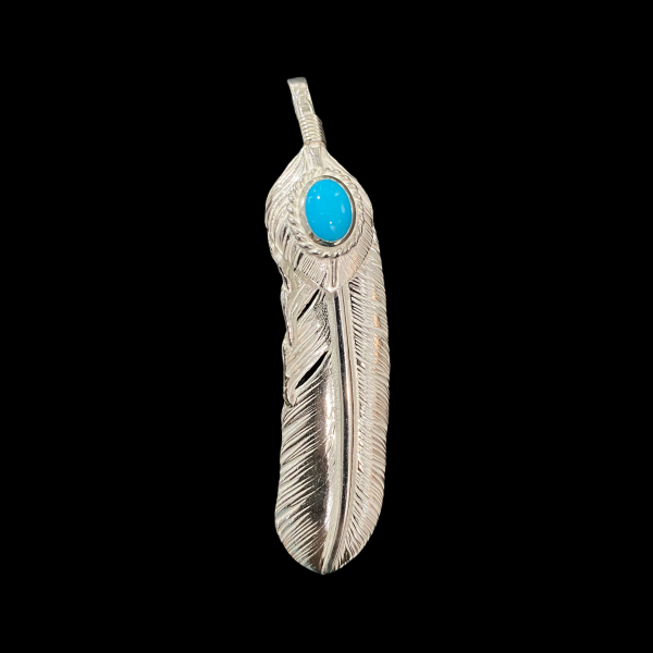 Goros Xl Turquoise Feather Silver Rope - Facing Right