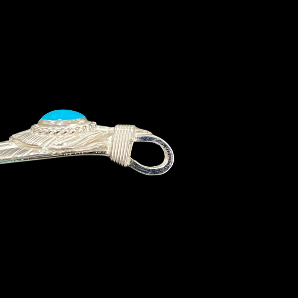 Goros Xl Turquoise Feather Silver Rope - Facing Right