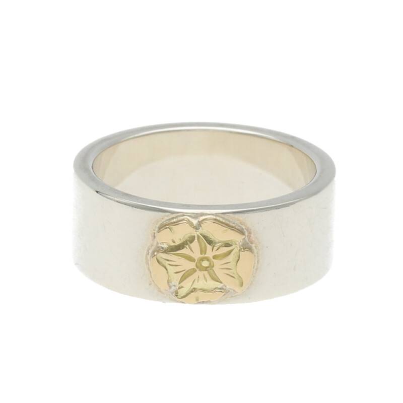 Flattened Rose Ring - Silver and Gold | Goro&#39;s Authorized Dealer
