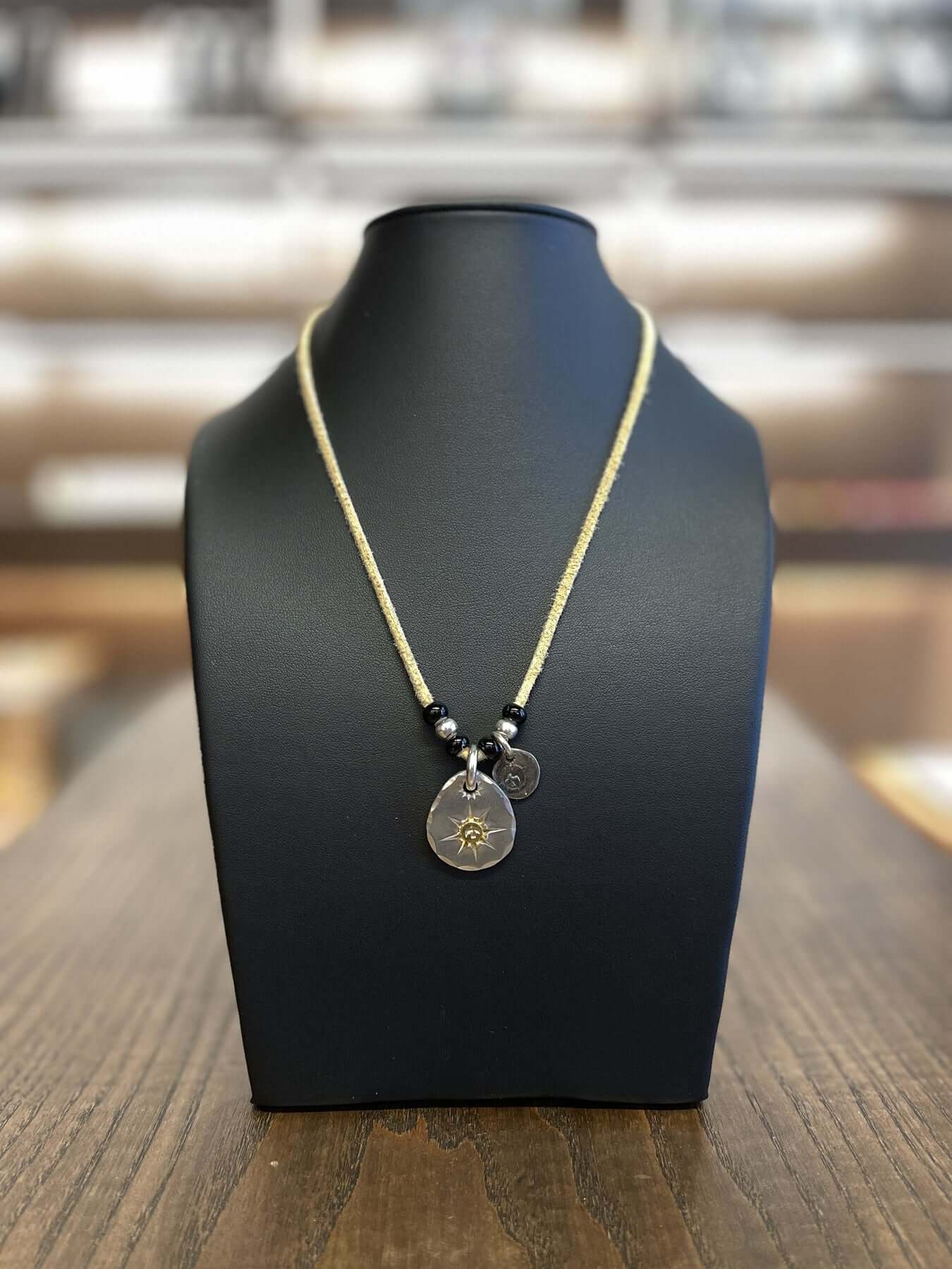 Goros Metal Pendant Setup With Leather Cord