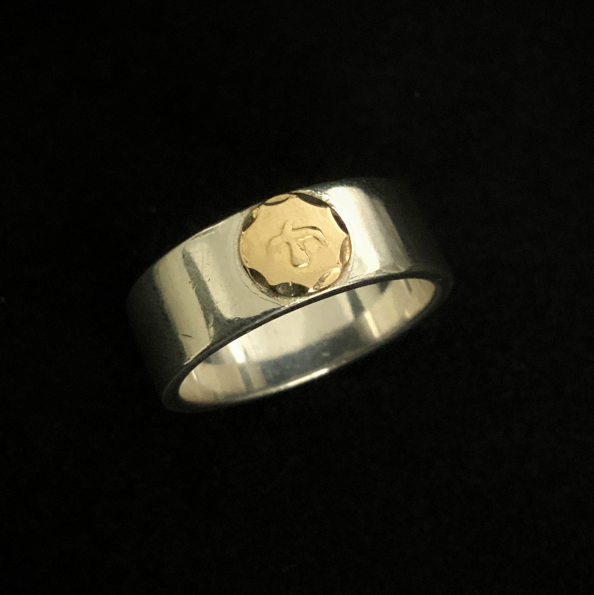 Flattened Ring - Silver and Gold | Goros FeatherAuthorized Dealer