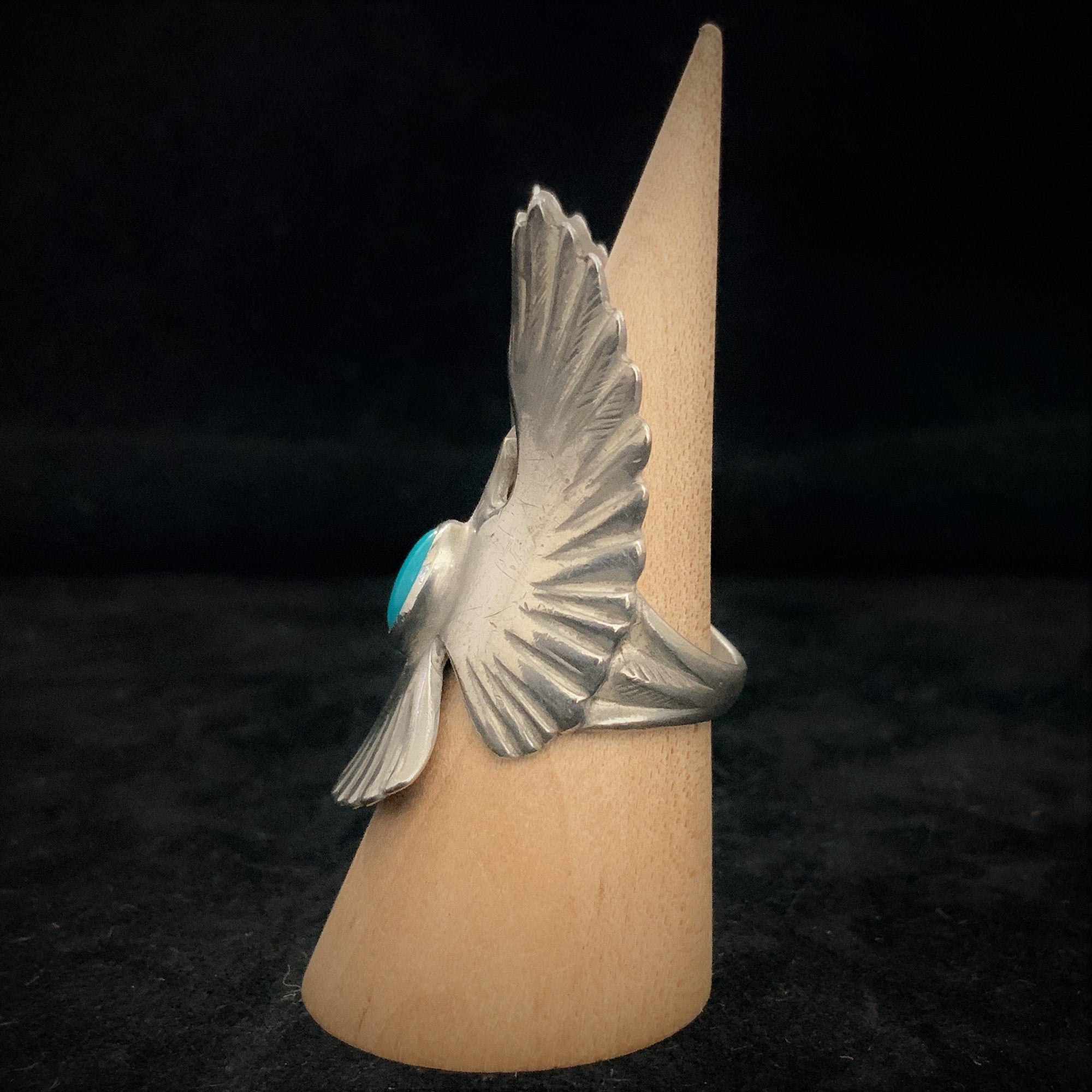 Turquoise Eagle Ring - Silver and Blue | Goro&#39;s Feather Authorized Dealer 