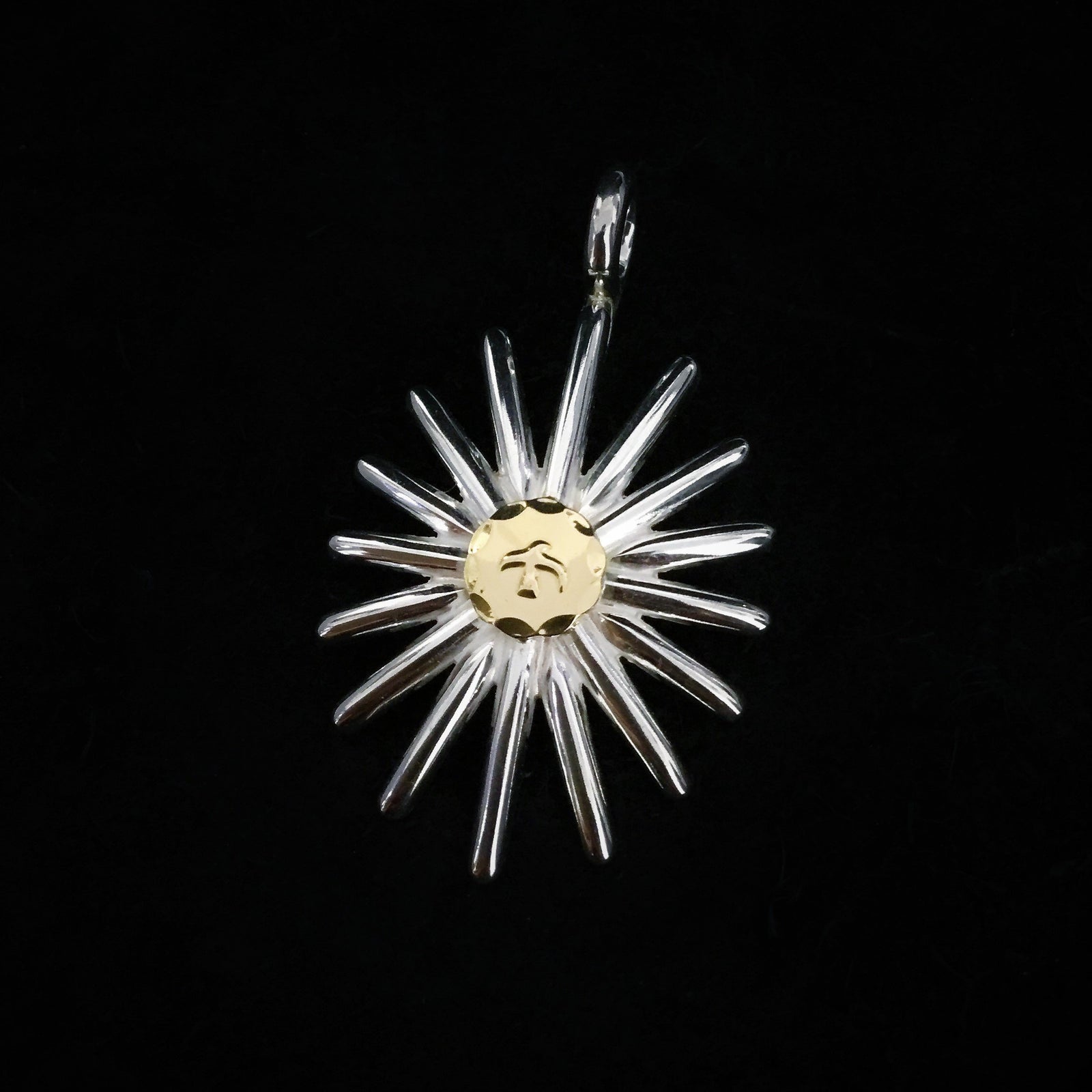 Sea Urchin Pendant With Silver Rope Turquois-Large | Goros Authorized Dealer