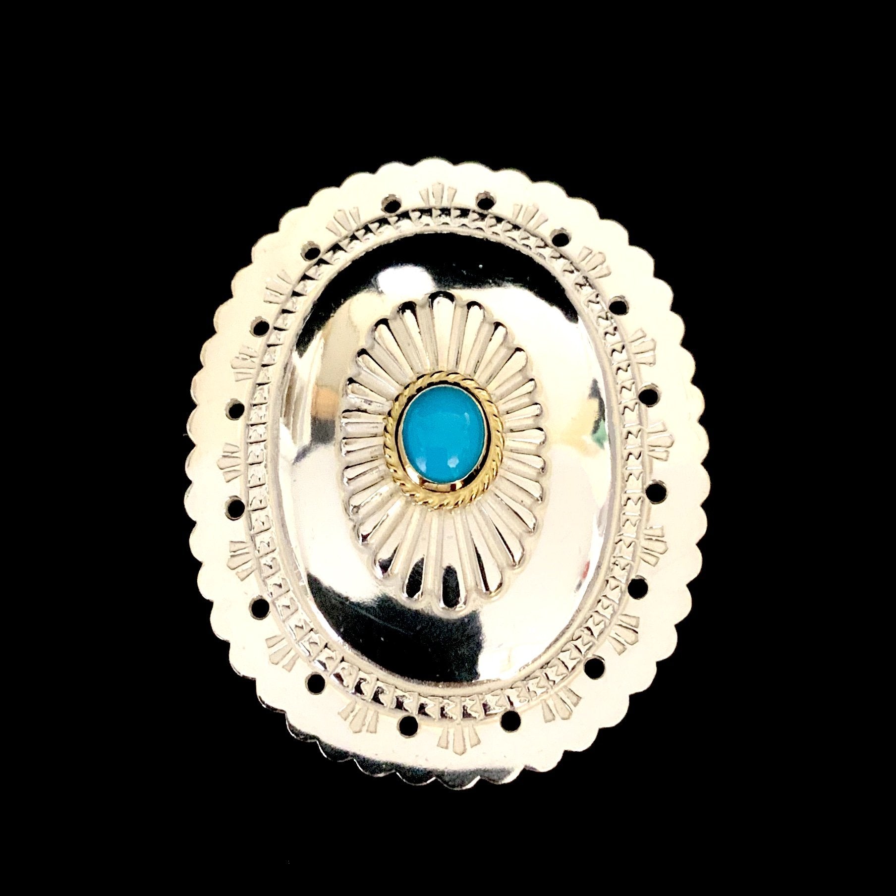 Flower Concho with Gold Rope Turquoise - Large | Goros Authorized Dealer