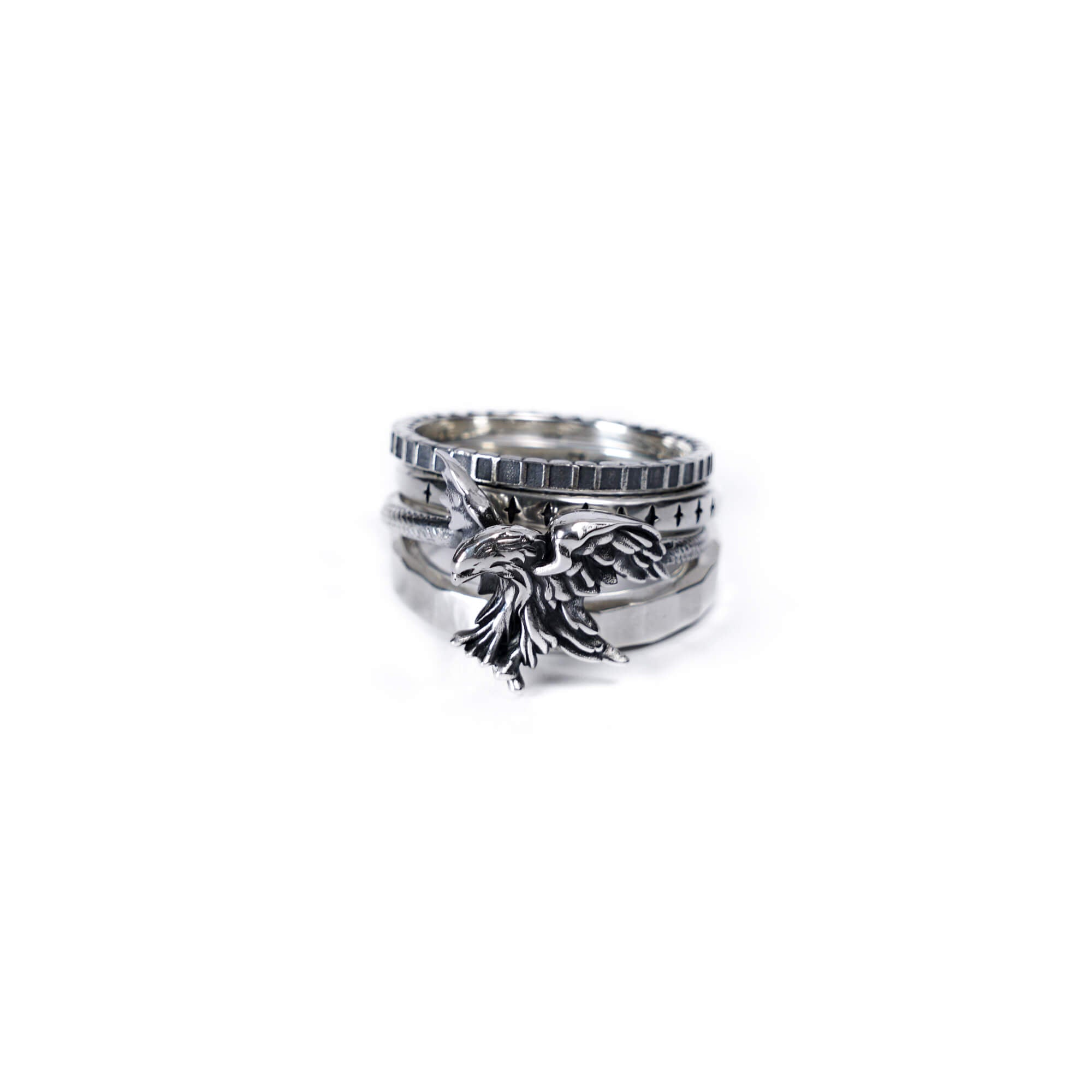 Werkstatt München 4 Silver Ring Combination Eagle - Native Werkstatt München 4 Silver Ring Combination Eagle - Native