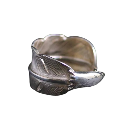 Larry Smith Eagle Head Feather Ring