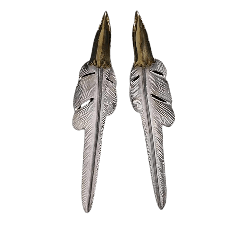 Larry Smith Copper Eagle Head Wind Cut Feather Pendant