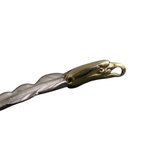 Larry Smith Copper Eagle Head Wind Cut Feather Pendant