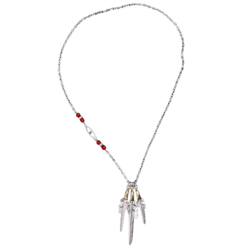 Larry Smith Copper Eagle Head Wind Cut Feather Necklace - Native Larry Smith Copper Eagle Head Wind Cut Feather Necklace - Native