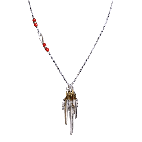 アクセサリー LARRY SMITH EAGLE HEAD FEATHER PENDANT Larry Smith Copper Eagle Head Wind Cut Feather Necklace