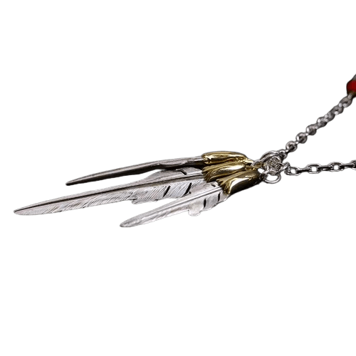 Larry Smith Copper Eagle Head Wind Cut Feather Necklace - Native Larry Smith Copper Eagle Head Wind Cut Feather Necklace - Native