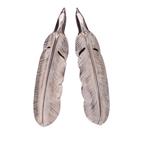 Larry Smith Silver Eagle Head Feather Pendant