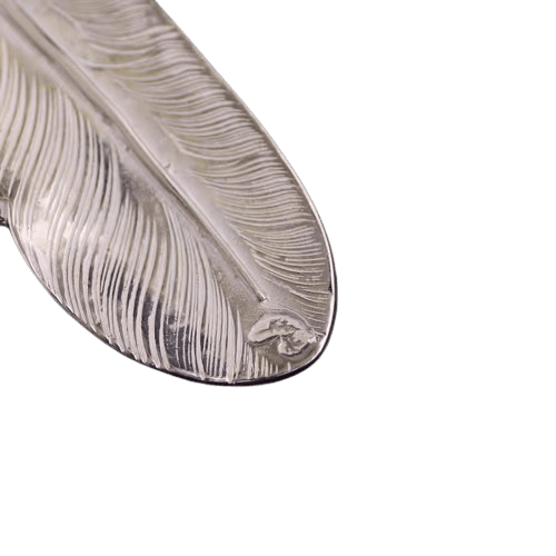 Larry Smith Silver Eagle Head Feather Pendant - Native Feather Larry Smith Silver Eagle Head Feather Pendant - Native Feather