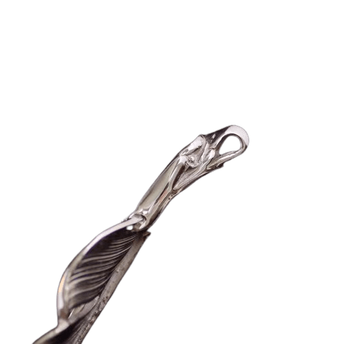 Larry Smith Silver Eagle Head Feather Pendant - Native Feather Larry Smith Silver Eagle Head Feather Pendant - Native Feather