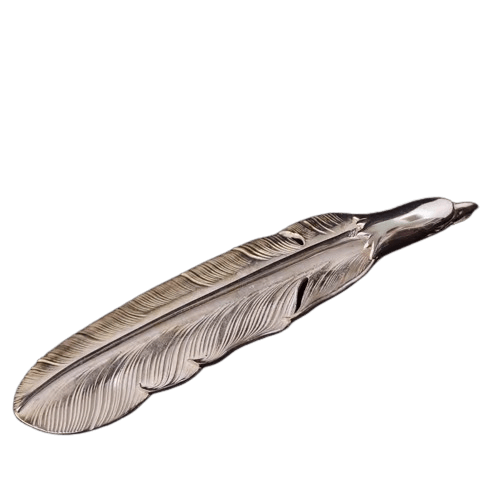 Larry Smith Silver Eagle Head Feather Pendant