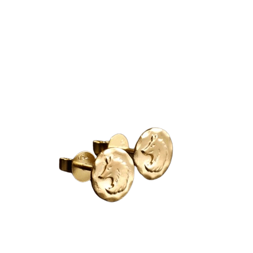 Tady King Wolf Head Gold Stud Earrings