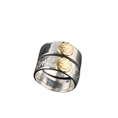 Tady King Wolf Head Ring - Native Feather | 日本のGoro's専門店