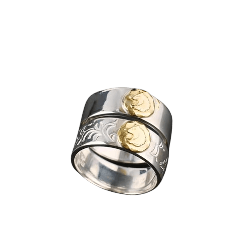 Tady King Wolf Head Ring - Native Feather | 日本のGoro's専門店