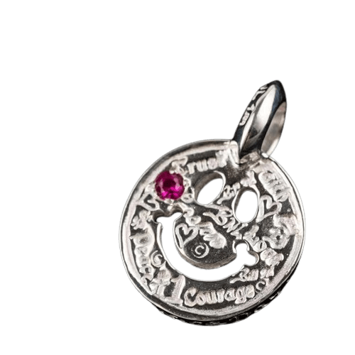 アクセサリー Bill Wall Leather GRAFFITI HAPPY FACE BWL Graffiti Happy Face Charm with Ruby - Native Feather | 日本の
