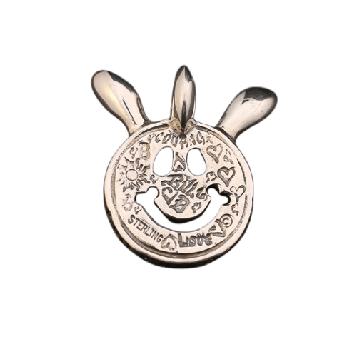 BWL Bunny Ear Gold-Inlaid with Ruby Happy Face Charm