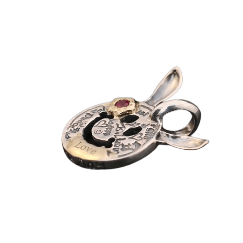 BWL Bunny Ear Gold-Inlaid with Ruby Happy Face Charm