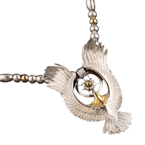 Horizon Blue Wheel Eagle Pendant - Native Feather | 日本の