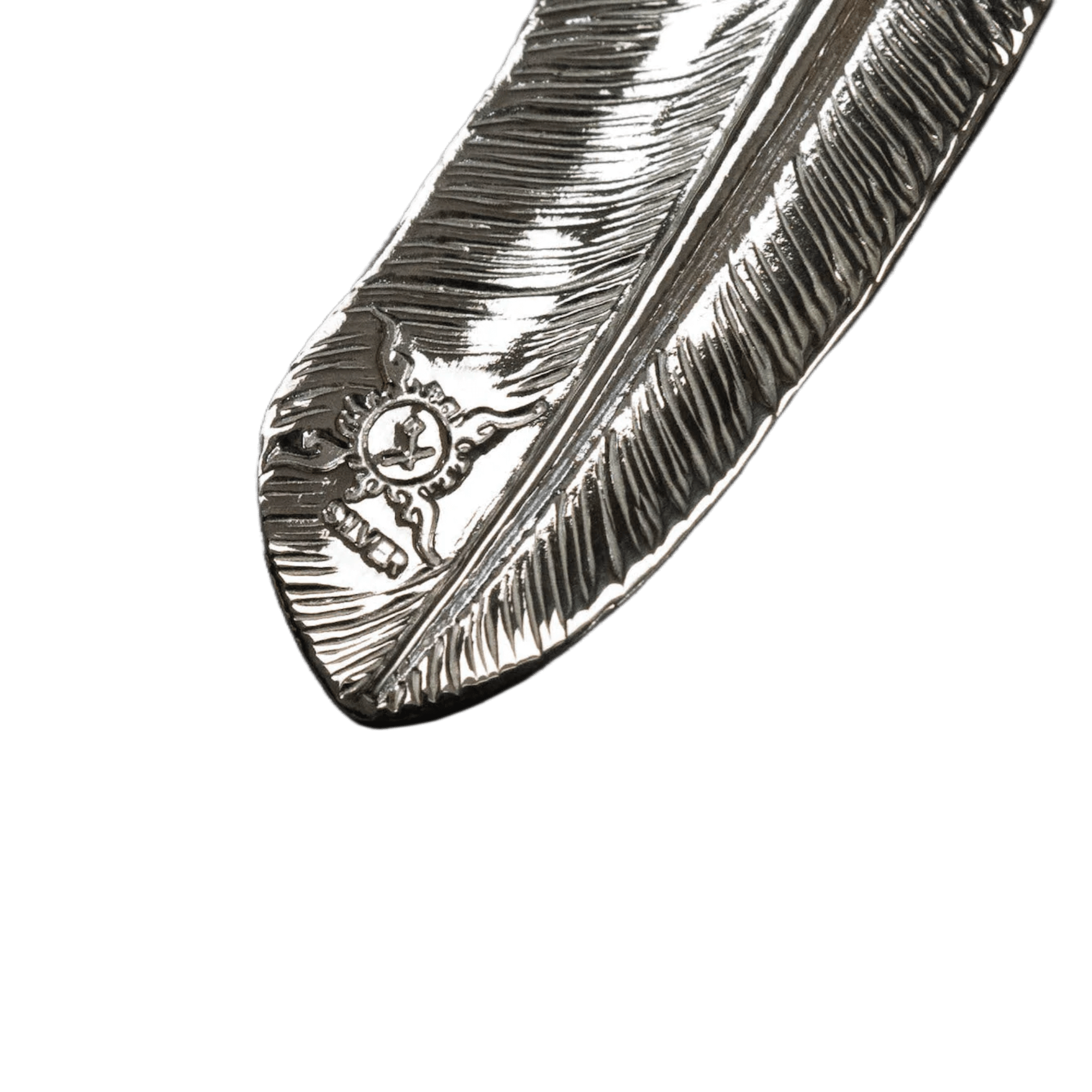 First-Arrow&#39;s Large Silver Feather With 18k Sunburst Emblem