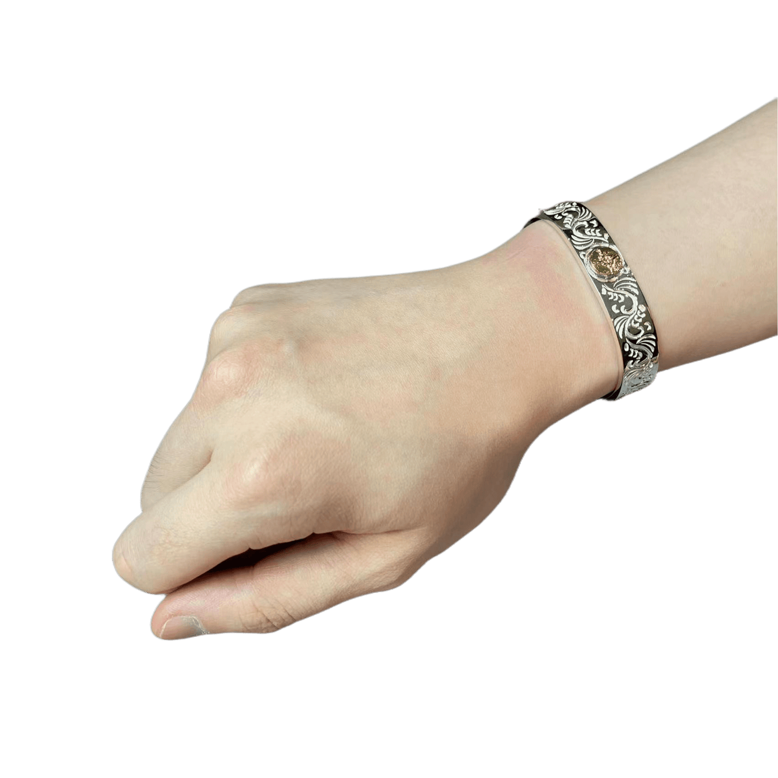 First Arrow's 12mm Arabesque Bangle with 18k Gold Sunburst