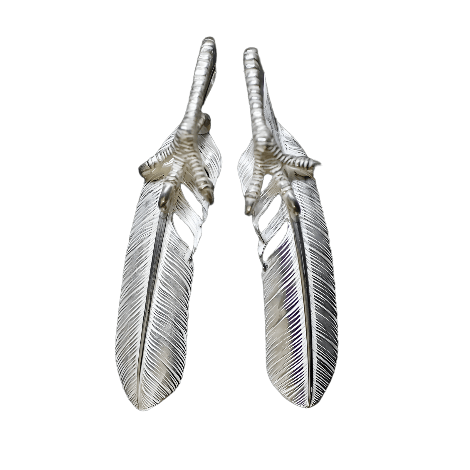 Ken Kikuchi Silver Feather with Claw Pendant - Native Feather Ken Kikuchi Silver Feather with Claw Pendant - Native Feather