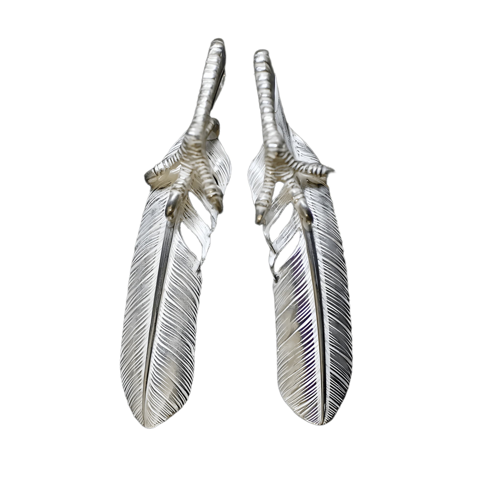 Ken Kikuchi Silver Feather with Claw Pendant - Native Feather Ken Kikuchi Silver Feather with Claw Pendant - Native Feather