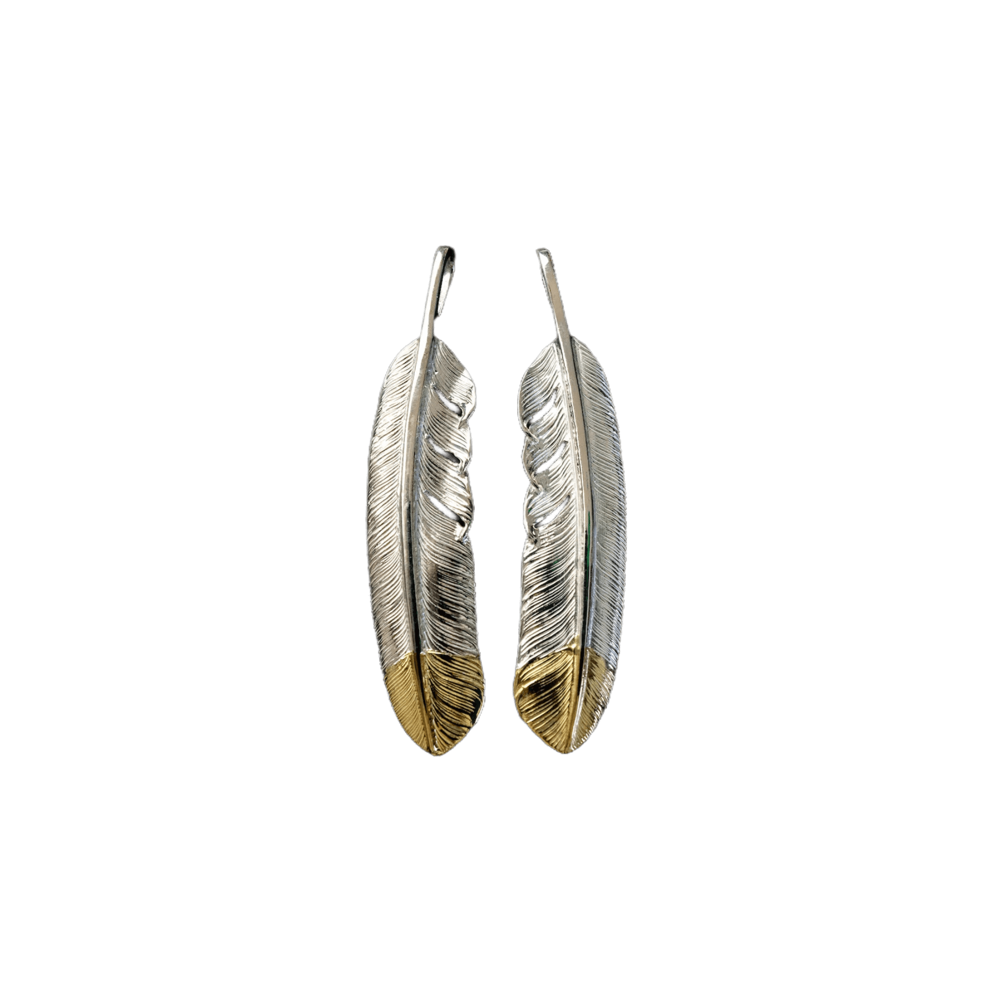 First Arrow's Large Quarter 18k Gold Feather Pendant