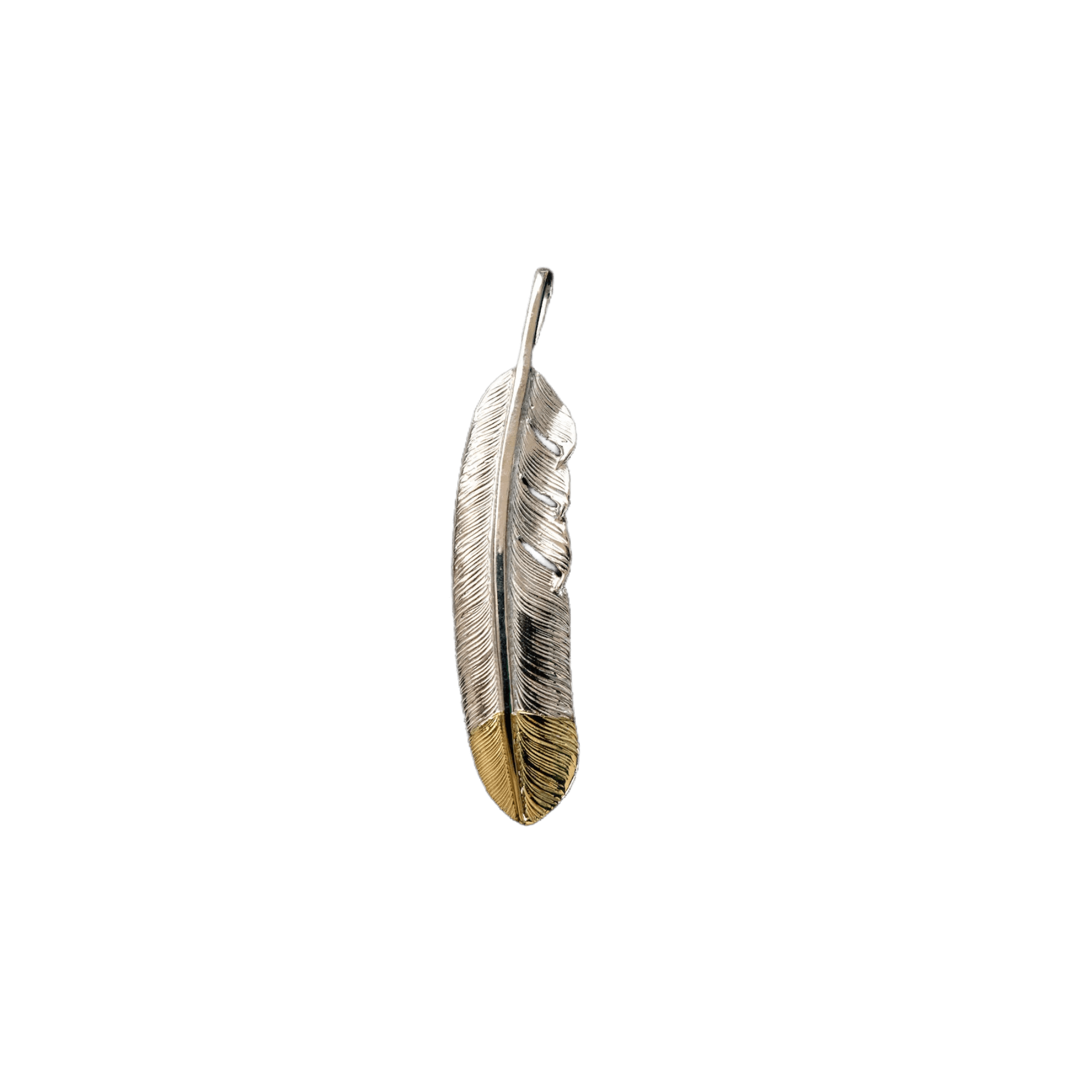 First Arrow&#39;s Large Quarter 18k Gold Feather Pendant