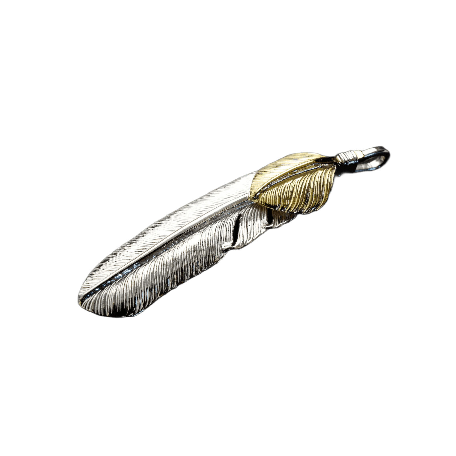 First Arrow&#39;s Large Feather With 18K Gold &quot;Heart Feather&quot; Pendant