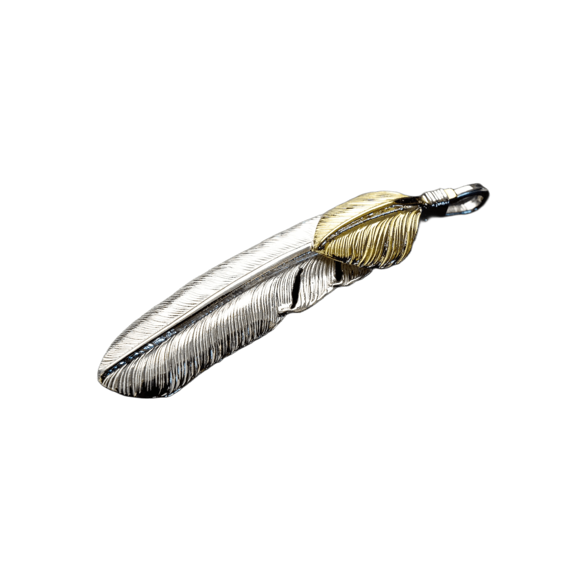 First Arrow&#39;s Large Feather With 18K Gold &quot;Heart Feather&quot; Pendant