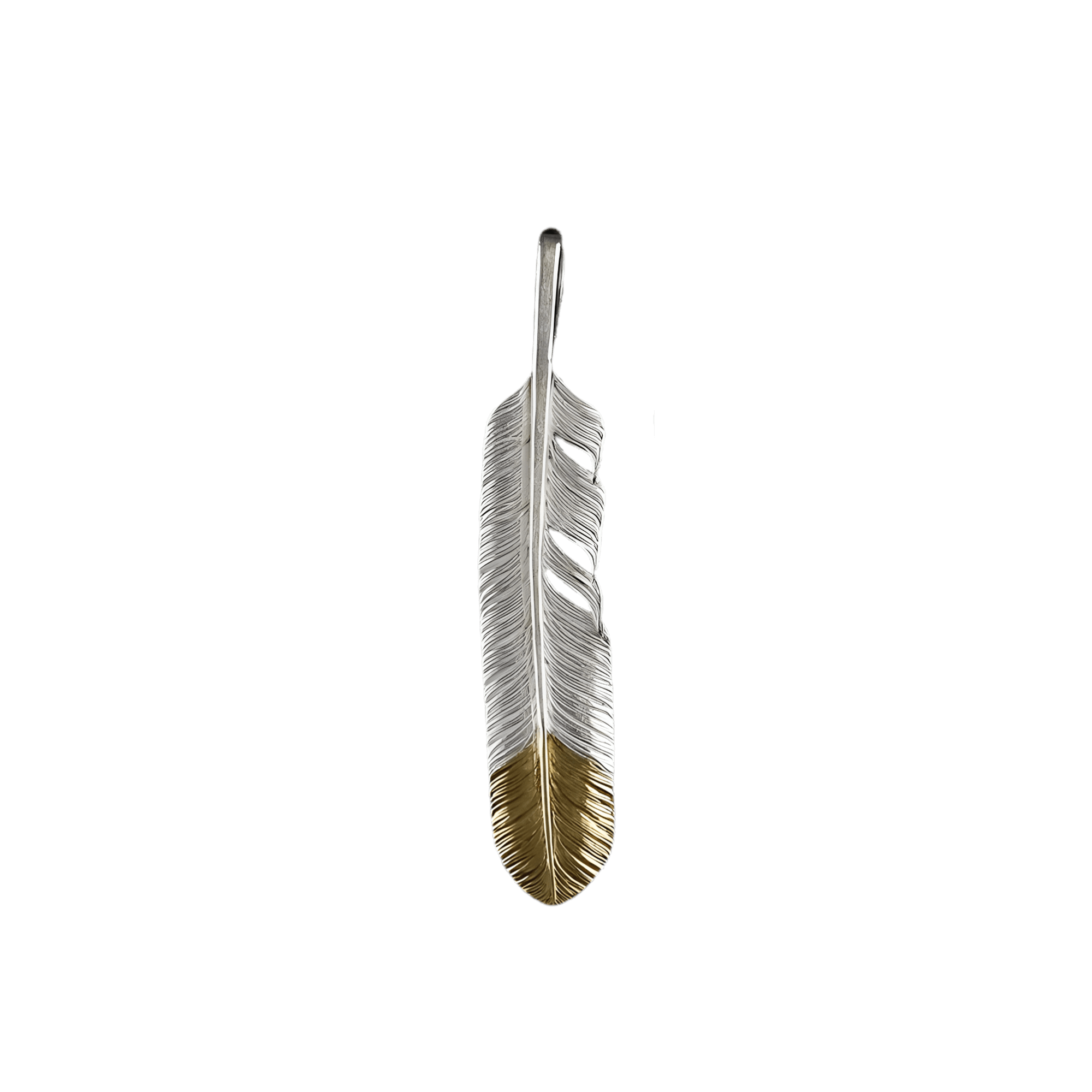 Ken Kikuchi Silver Feather with Gold Tip Pendant F-32/F-33