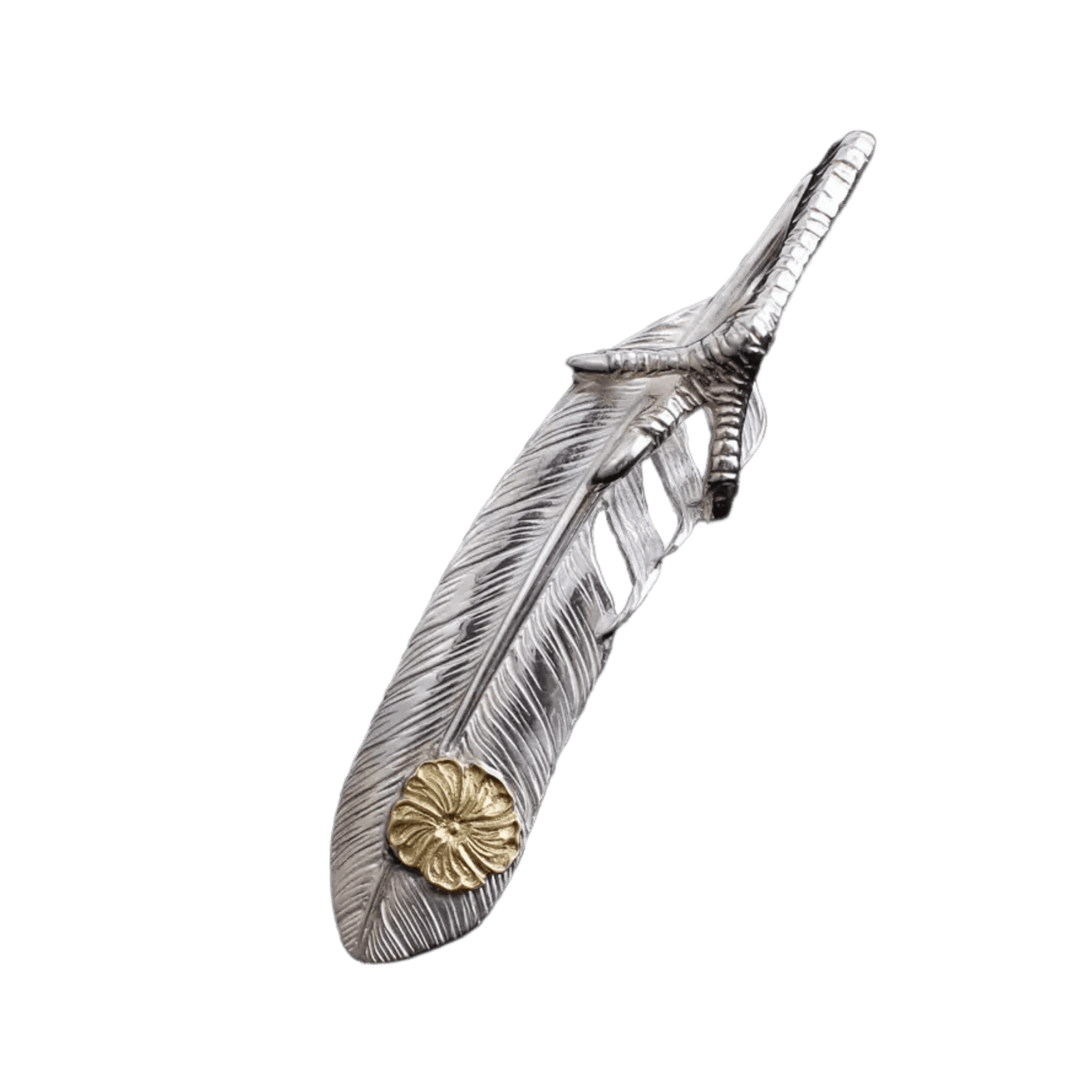 Ken Kikuchi K24 Point Feather with Claw Pendant - Native Feather Ken Kikuchi K24 Point Feather with Claw Pendant - Native Feather