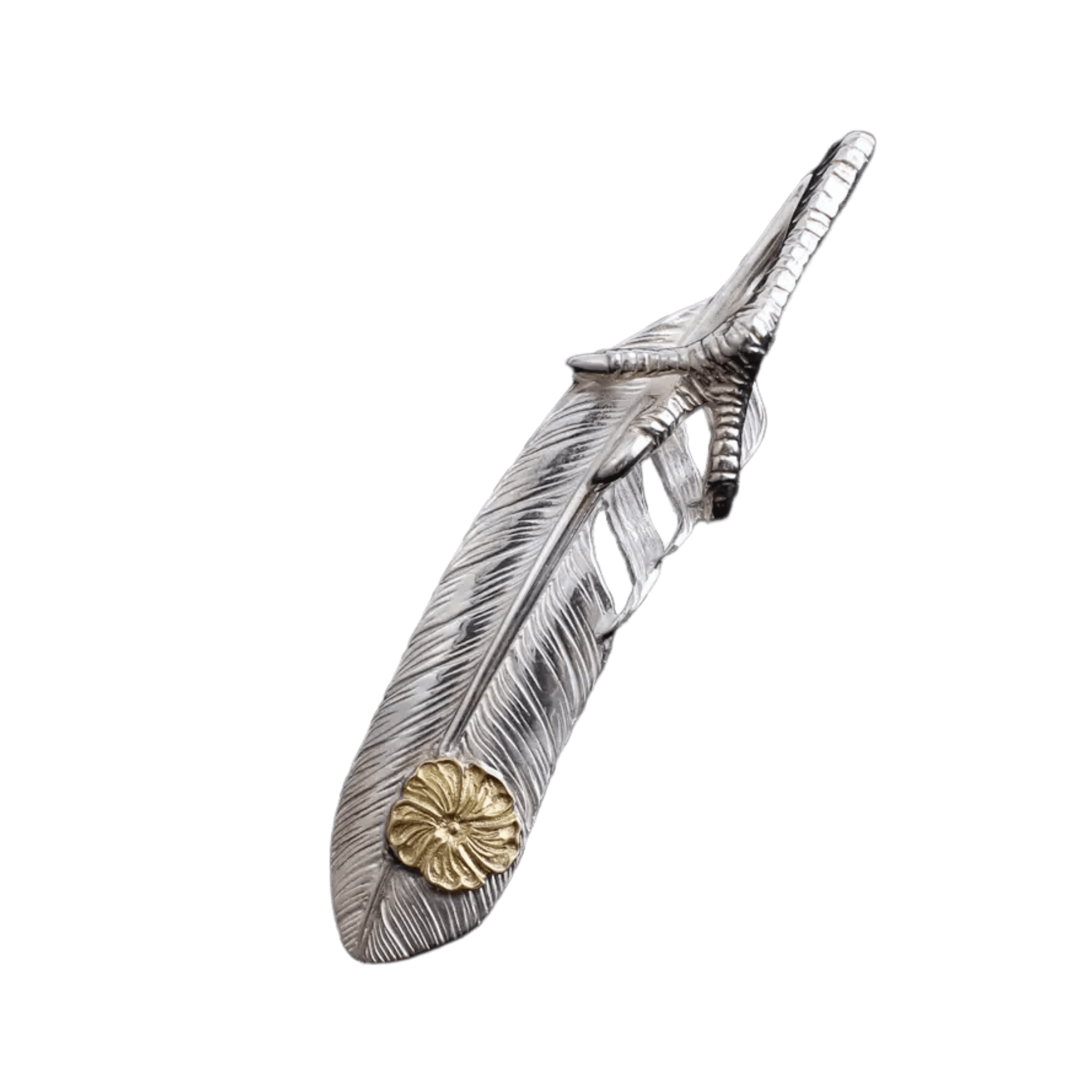 Ken Kikuchi K24 Point Feather with Claw Pendant - Native Feather Ken Kikuchi K24 Point Feather with Claw Pendant - Native Feather
