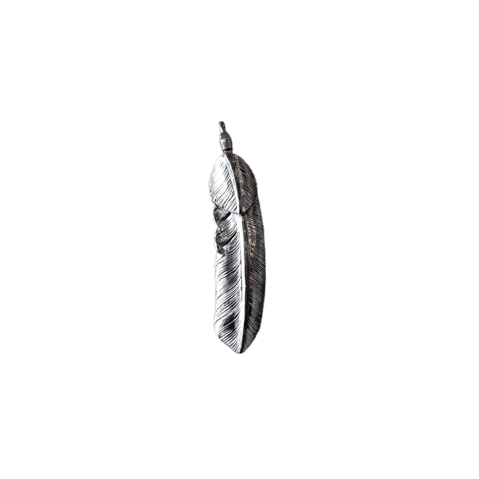 First Arrow&#39;s Silver Large Feather with &quot;Heart Feather&quot; Pendant