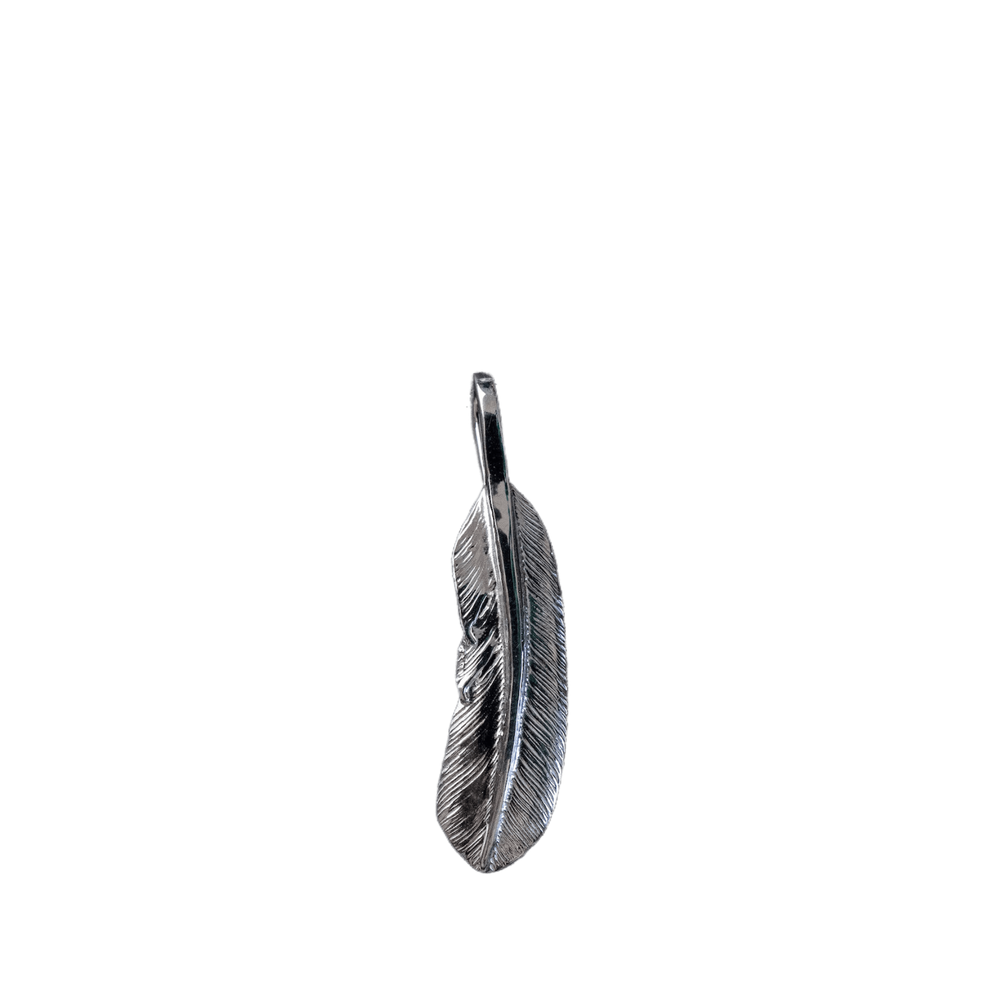 First-Arrow's Small Feather Silver Pendant - Native Feather