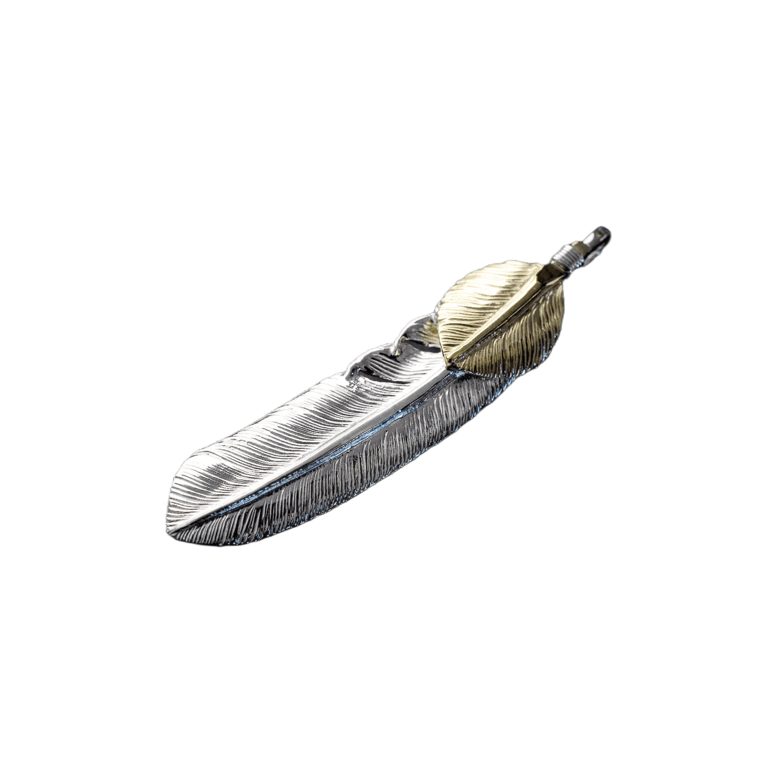 First Arrow&#39;s Large Feather With 18K Gold &quot;Heart Feather&quot; Pendant