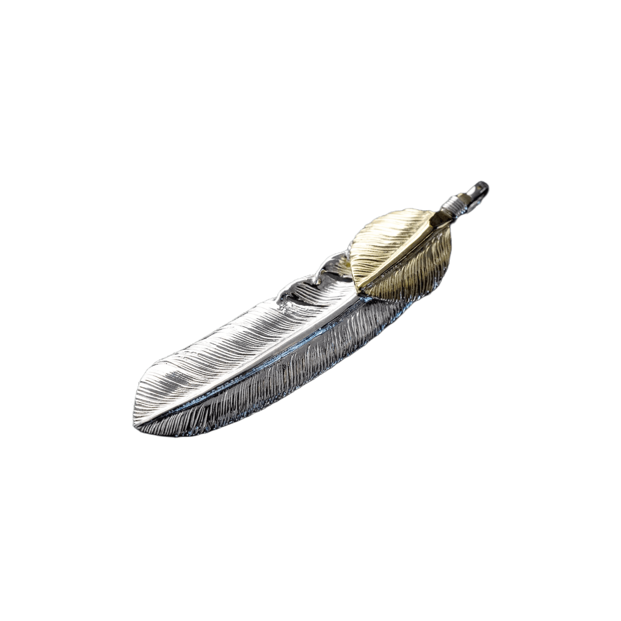 First Arrow&#39;s Large Feather With 18K Gold &quot;Heart Feather&quot; Pendant