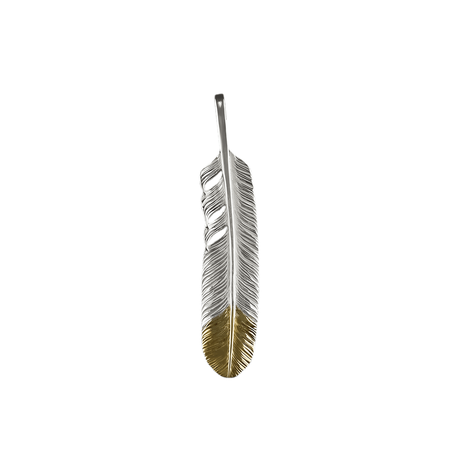 Ken Kikuchi Silver Feather with Gold Tip Pendant F-32/F-33