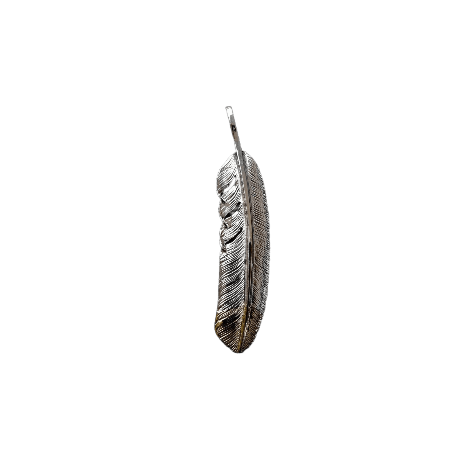 First Arrow&#39;s Large Quarter 18k Gold Feather Pendant