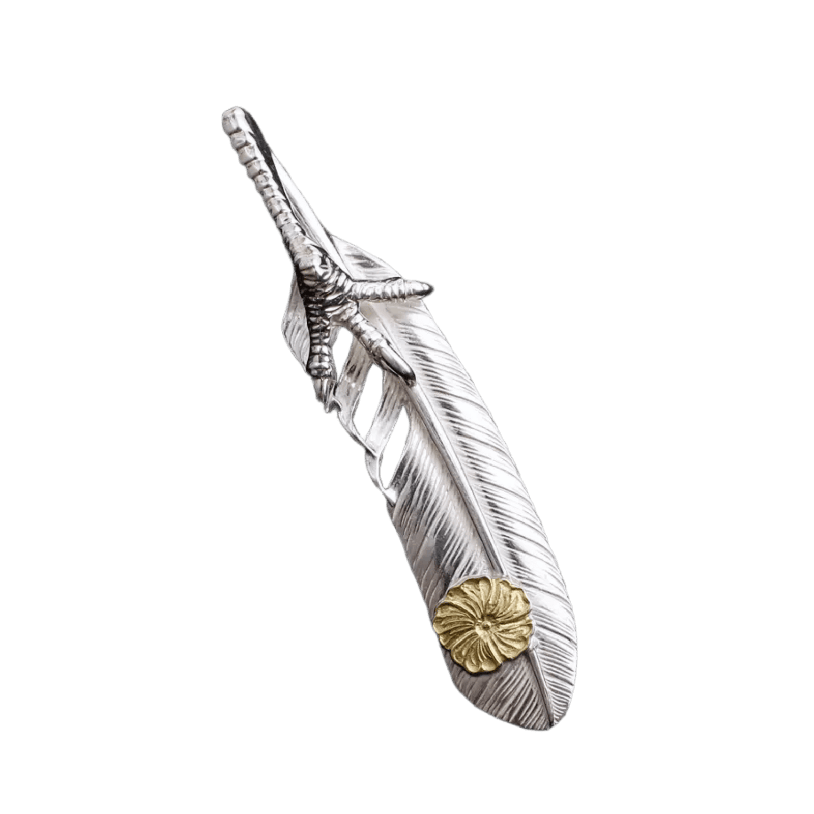 Ken Kikuchi K24 Point Feather with Claw Pendant - Native Feather 