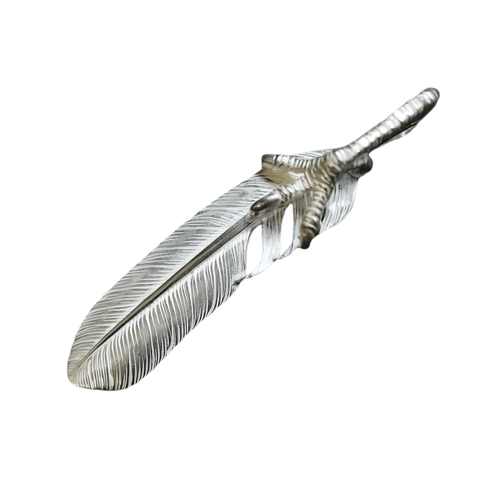 Ken Kikuchi Silver Feather with Claw Pendant - Native Feather Ken Kikuchi Silver Feather with Claw Pendant - Native Feather